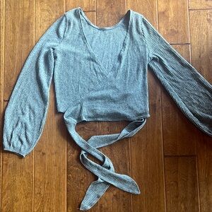 Gray Hollister Ribbed Wrap Top